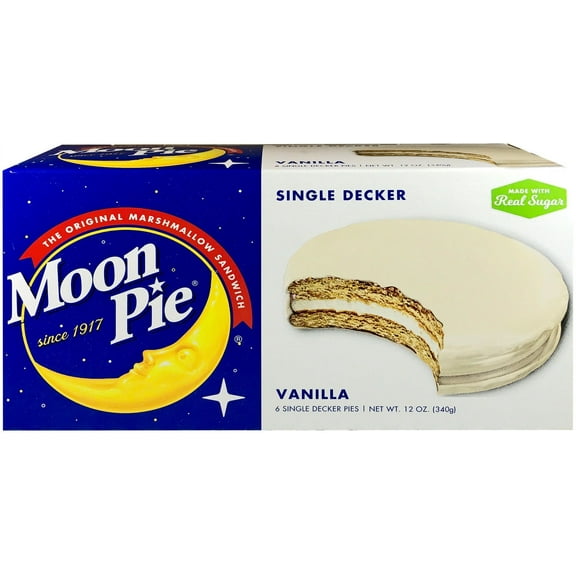 Moon Pie Single Decker Vanilla Marshmallow Sandwiches, 2 Oz., 6 Count