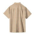 thumbnail image 4 of Fabrcox Mens Button Down Shirts Short Sleeve Plaid Collared Mens Fishing Shirts Summer Color Block Lightweight Men's Sun Shirt Brown XXXL, 4 of 6