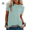 thumbnail image 1 of Camiseta de mujer Blusa informal de manga corta con costuras en bloques de color, Azul cielo, M Speravity AP002400-02, 1 of 5