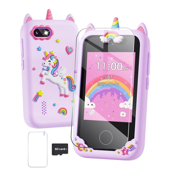 Fiechcco Regalos para niñas de 6 a 8 años, teléfono inteligente, Pascua, Navidad, calcetines para niños, juguetes para adolescentes de 3, 4, 5, 7, 9, 6, 8 años, ideas de regalos de cumpleaños con tarj