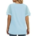 thumbnail image 4 of MOSHU Summer Womens Tops Dressy V Neck Blouses for Women Swiss Dot Puff Sleeve Shirts, 4 of 8