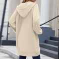thumbnail image 5 of WULMLEO Womens Long Hoodies Lined Full Zip Up Long Sleeve Hooded Sweater Coat Casual Cute Sweatshirts Lounge Business Pullover Tops with Pocket Beige 3XL, 5 of 9
