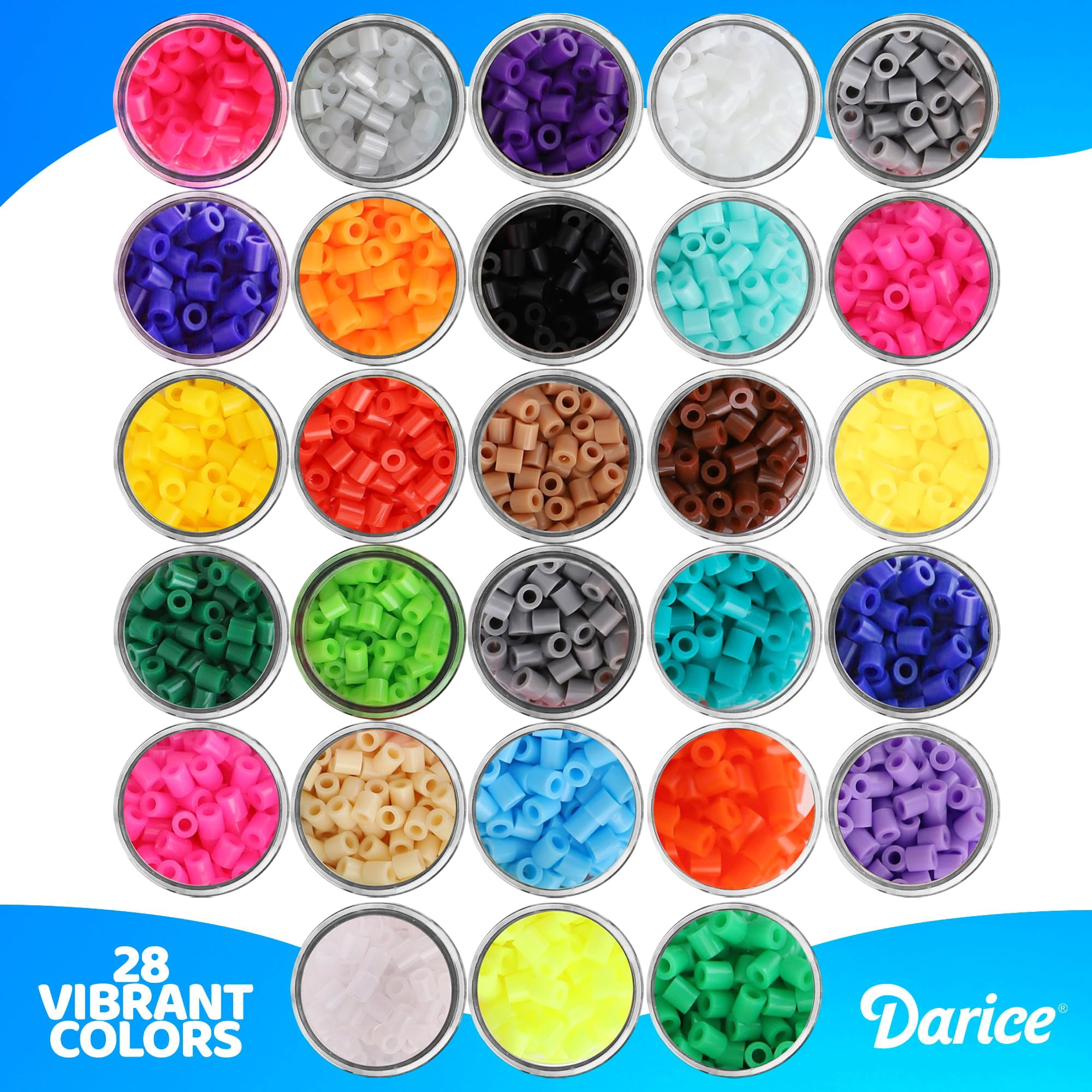 Darice Fuse Beads Kit  28,000 Assorted Melty Iron Beads Bulk Set with Storage Case - 28 Colors in Reusable Bottles, DIY Art Craft Supplies for Kids Creative Projects Ages 6+