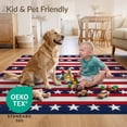 thumbnail image 4 of ODIKA 3'x5' Ultra-Soft Throw Mat, July Fourth Independence Patriotic Interlocking Stars Stripe None Washable, Bare feet friendly, Easy Care Indoor rug for Bedside, Vanity, 4 of 7