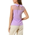 thumbnail image 3 of INSPIRE CHIC Women's Peter Pan Collar Short Sleeve Pullover Blouse XL Purple, 3 of 7