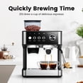 thumbnail image 3 of Espresso Machine with Grinder, 15 Bar Expresso Coffee Machines with Milk Frother Steam Wand, Professional Coffee Maker with Removable Water Tank, Cappuccino & Latte Machine for Home, 3 of 6