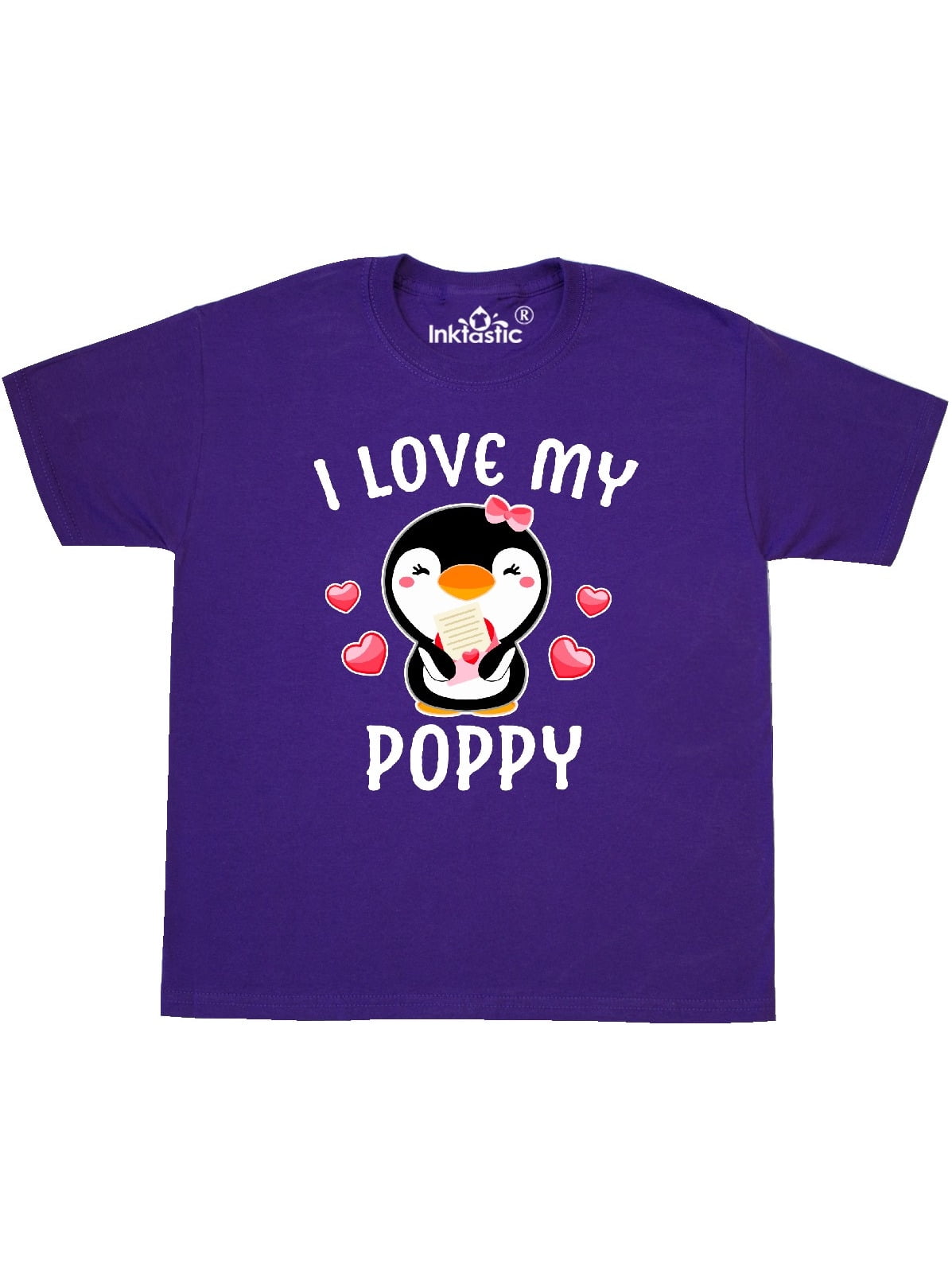 inktastic I Love My Poppi with Cute Penguin and Hearts Toddler T-Shirt