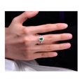 thumbnail image 5 of Halo Art Deco 2 Carat Split Shank Green Emerald 7x5mm Emerald Cut Diamond Moissanite Engagement Ring in 10k White Gold, 5 of 5