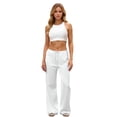 thumbnail image 4 of JoliSweat Wide Leg Sweatpants Women Baggy Low Rise Sweatpants with Pockets Spring Fall Y2K Drawstring Straight Leg Sweatpant, 4 of 5