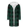 thumbnail image 6 of Christmas Mid Length Plaid Winter Coat for Women Plush Cuffs Long Sleeve Crewneck Button Down Cardigan Jacket for Holiday Olive Green 2XL, 6 of 9