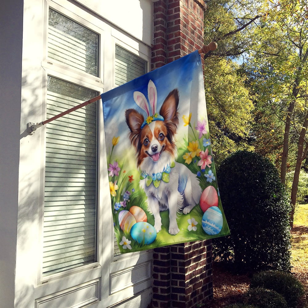 Papillon Easter Egg Hunt House Flag 28 in x 40 in