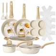 thumbnail image 1 of Sartenes antiadherentes 15 piezas batería cocina inducción ollas sartenes fácil limpieza blanco, 1 of 8