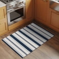 thumbnail image 2 of 2x3 Ft Entryway Area Rug, Navy Blue Beige Kitchen Rug Runner Washable Floor Mat, Retro Simple Abstract Vertical Stripes Non Slip Indoor Door Mat Throw Carpet for Bathroom Living Room Bedroom, 2 of 8