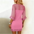 thumbnail image 5 of Laqbezok Women's Mesh Patchwork Sequin Dress, Sexy Round Neck 3/4 Sleeve Bodycon Mini Gown, Sheer Sequin Hem Party Outfit for Cocktail Wedding, 5 of 5