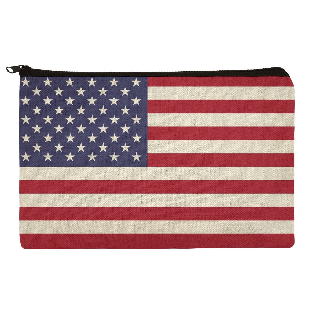 United States of America American USA Flag Pencil Pen Organizer Zipper Pouch Case