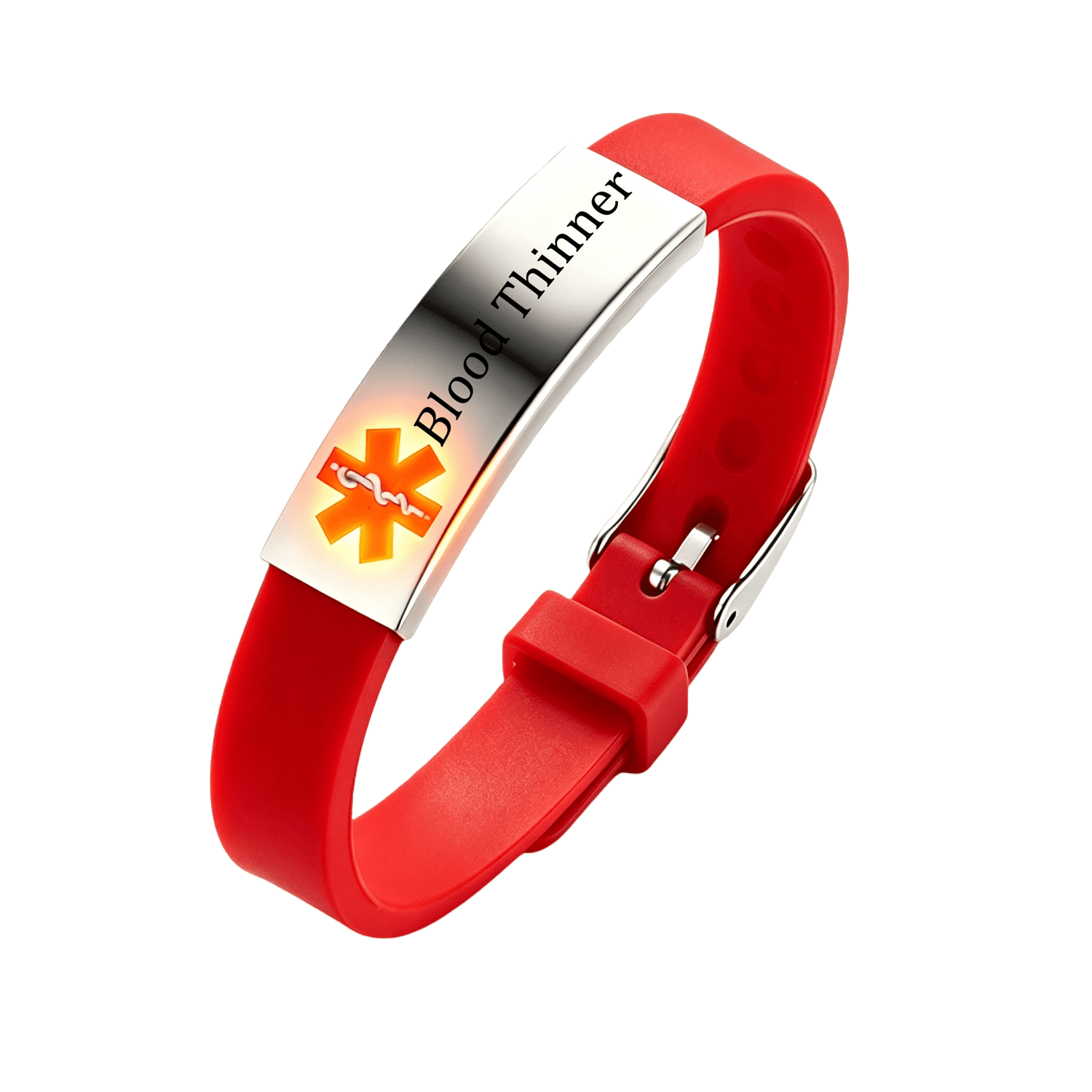 Glow in The Dark Medical Alert Bracelet Silicone ID Band, Diabetic/Eliquis/Blood Thinner Meds Identification Wristband for Unisex
