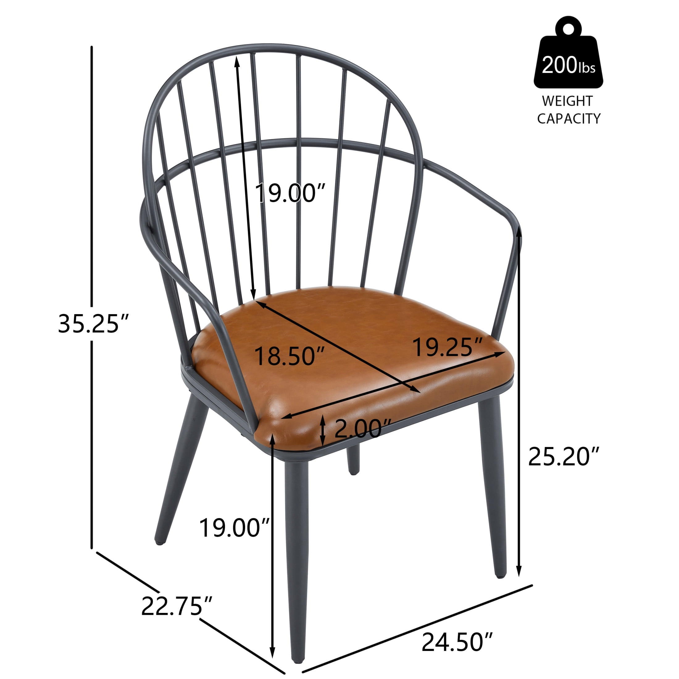 Christopher Knight Home Faux Leather Dining Chairs with Metal Legs, Arched Back, Brown, Set of 6