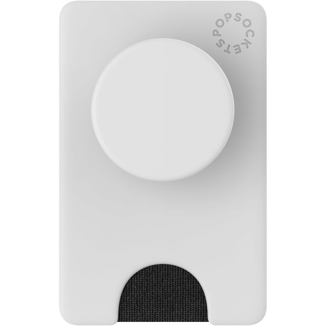 Cartera de teléfono PopSockets PopWallet blanca y negra para tarjetas