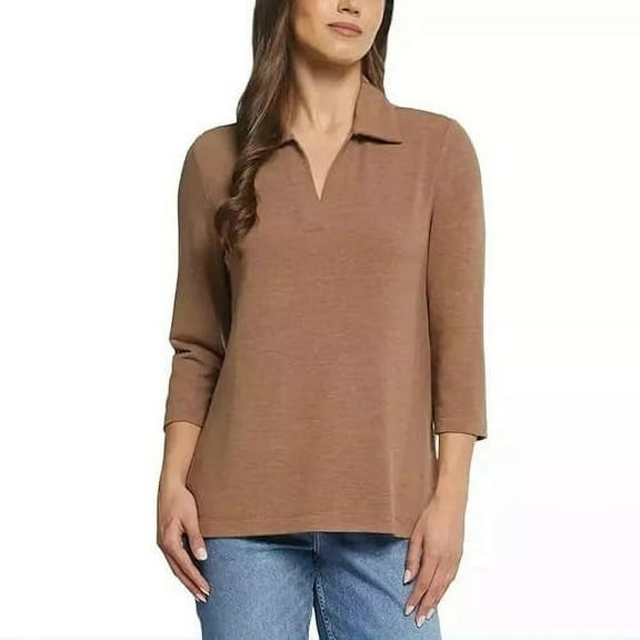 Matty M Ladies' 3/4 Sleeve Collared Polo Top