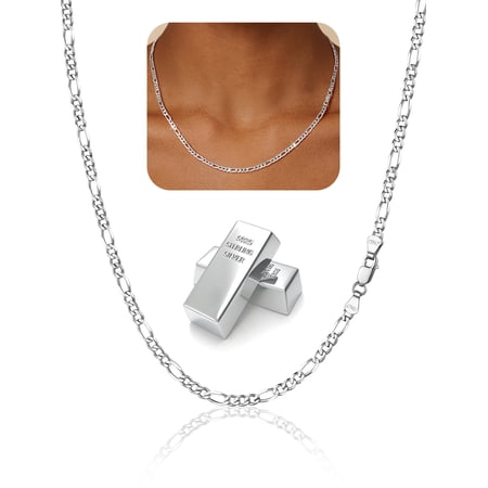 PROSTEEL Pure S925 Sterling Silver Chain for Women Sensitive Skin Hypoallergenic 3mm/5mm Figaro Necklace Birthday Graduation Gift for Female Mom Wife