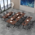 thumbnail image 6 of Conference Table with Wheels 71IN,Foldable Mobile Training Table for Office, Classroom & Meeting Room - Space-Saving Multipurpose Folding Seminar Table Heavy-Duty (Walnut 2P), 6 of 6