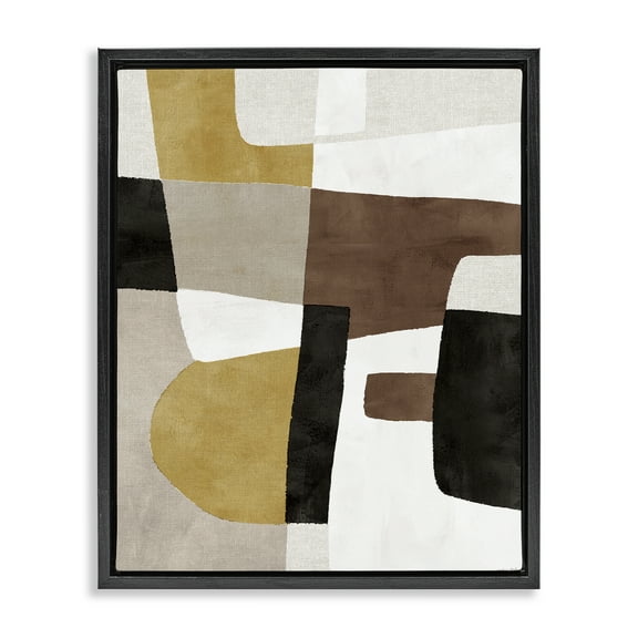 Stupell Industries Abstract Shapes in Earth Tones Abstract Painting Black Floater Framed Canvas Art Print Wall Art, 17 x 21