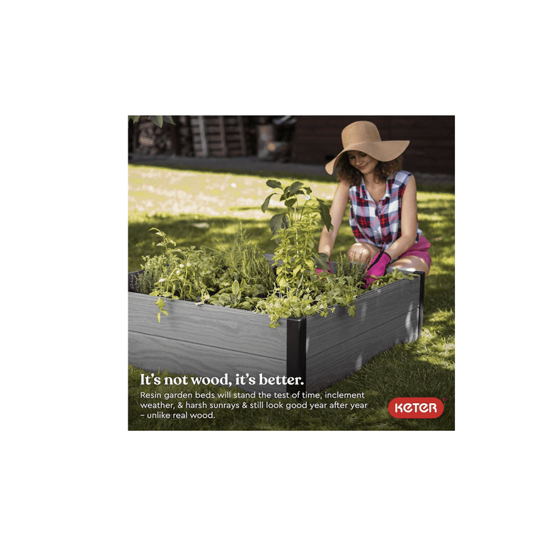 Keter 48" Wood Look Raised Garden Bed, Square Grey photo 6