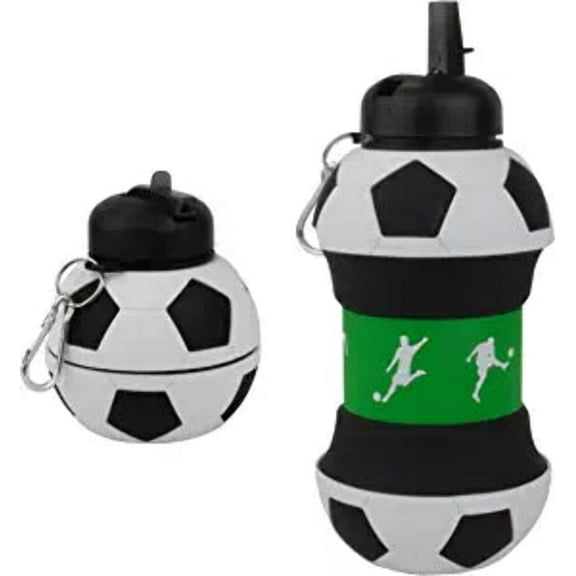 Collapsible Silicone Soccer Ball Water Bottle Maccabi Art, 1 Liter