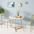 thumbnail image 1 of Dining Table Set for 2, Round Kitchen Table and 2 Chairs, Metal Frame, 3 Piece Kitchen Table Set for Small Space, Apartment, Studio, 1 of 6