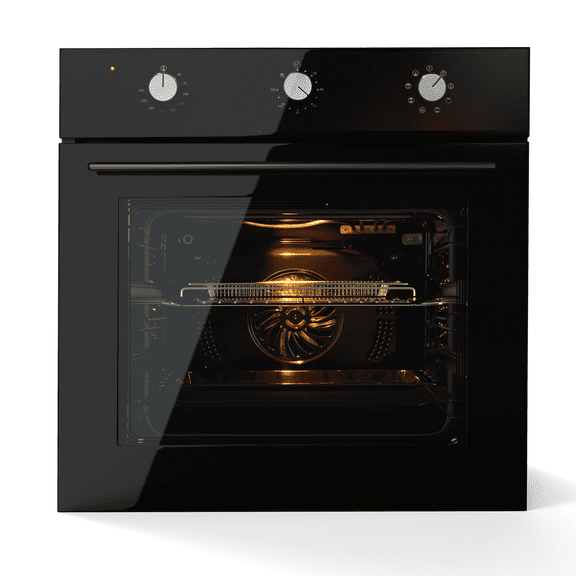 24 Inch Built-In Electric Convection Oven, 70L Stainless Steel Single Wall Oven with Air Fry, 8 Cooking Modes, 3000W & Mechanical Knobs, Black