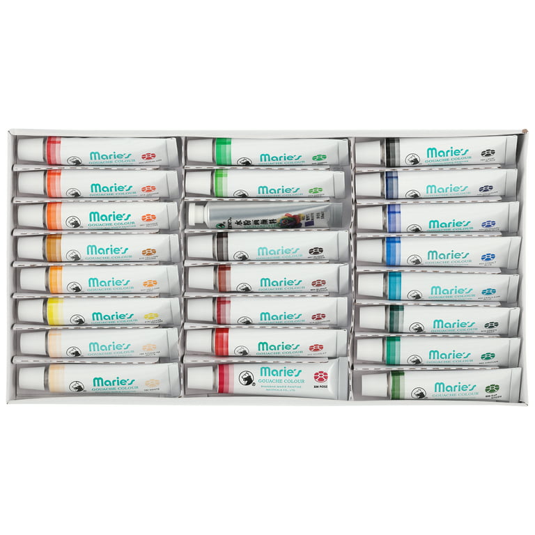 Marie's Artist Gouache Paint Sets - Highly Pigmented Gouache for Painting,  Artists, Illustrators & Designers - Set of 24 Assorted Color Tubes  (12mL/0.4oz) 