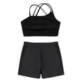 thumbnail image 3 of TiaoBug Kids Girls 2 Piece Dance Sport Outfits Gymnastics Dancewear Cami Crop Top with Booty Shorts Set Black 8, 3 of 7