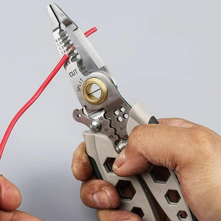 

Essential Versatile Professional 7 Inch Wire Stripper and Crimper Tool - Reliable Multipurpose Electrical Pliers for Stripping and Crimping Wires - Electrician‘s Must-Have Utility