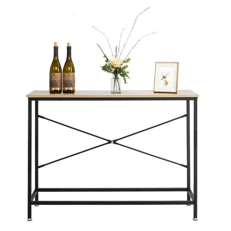 Slim Table Walmart Ktaxon Console Table Sturdy Metal Frame Sofa Table TV Stand with Scratch-Resistant & Water-Resistant Wooden Top ()