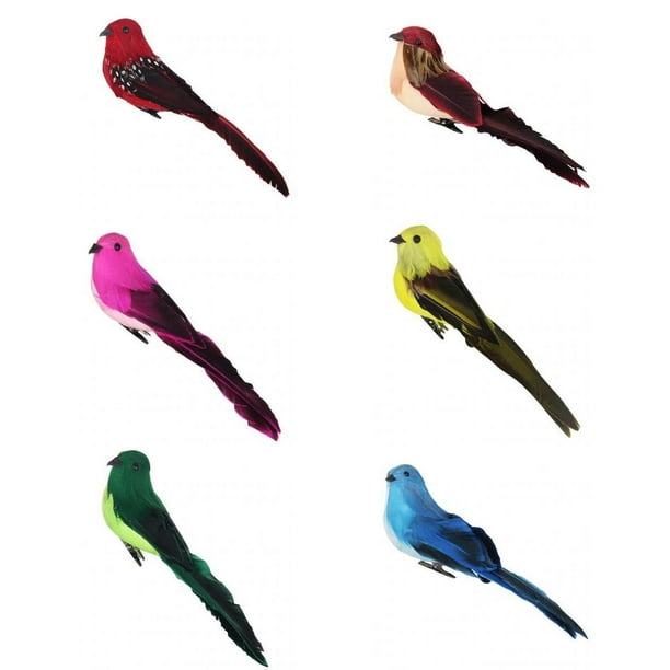Aves de espuma Artificial Sunnimix 6 Piezas decoración de árbol de Jardín con abrazadera