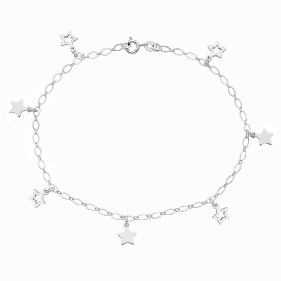 Sterling Silver Star 10" Female Anklet