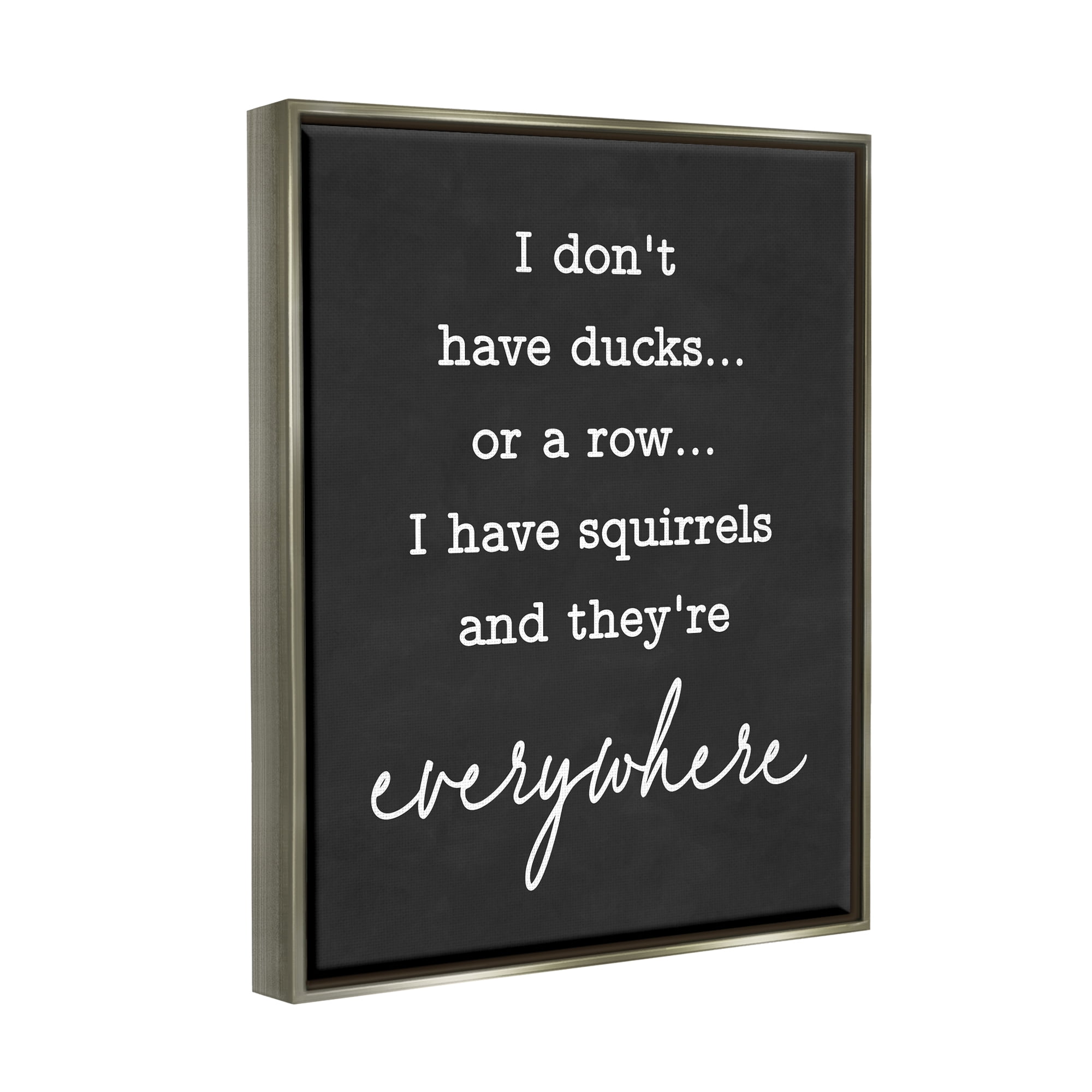Stupell Industries Witty Ducks In A Row Phrase Humorous Typography Graphic Art Luster Gray Floating Framed Canvas Print Wall Art, Design by Lettered and Lined