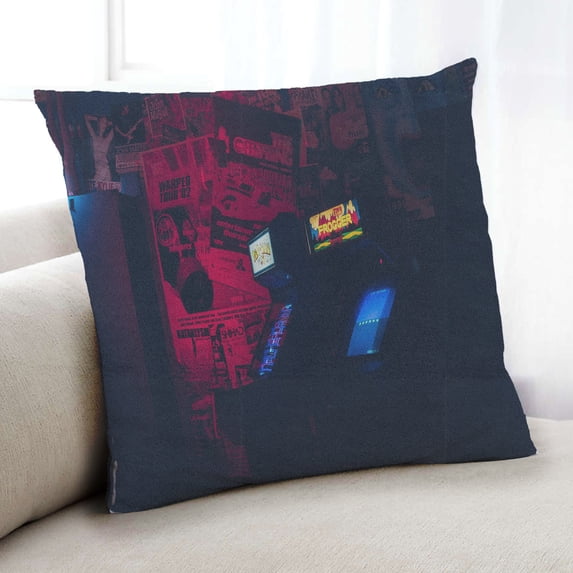 Ahgly Company Games Arcade Indoor Throw Pillow, 18 inch by 18 inch