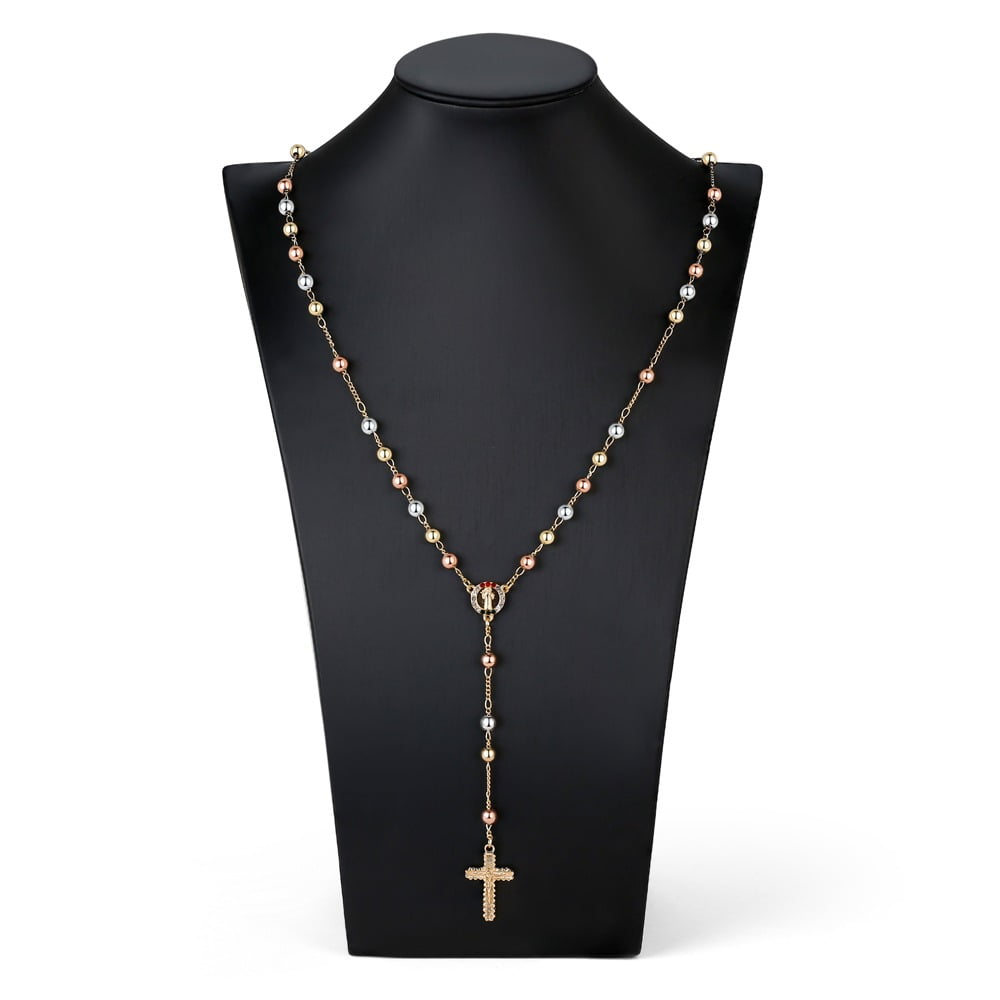 Gold-plated charm necklace and black beads