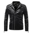 thumbnail image 2 of XFLWAM Men's PU Leather Jacket Causal Faux Leather Motorcycle Jacket Zipper Biker Coat Black 5XL, 2 of 9
