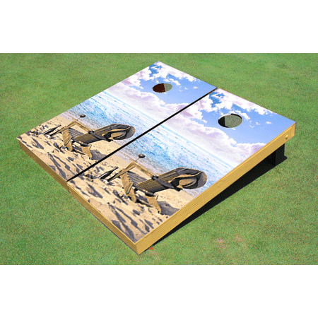 Beach Chairs 2 Themed Cornhole Board Bag Toss Set