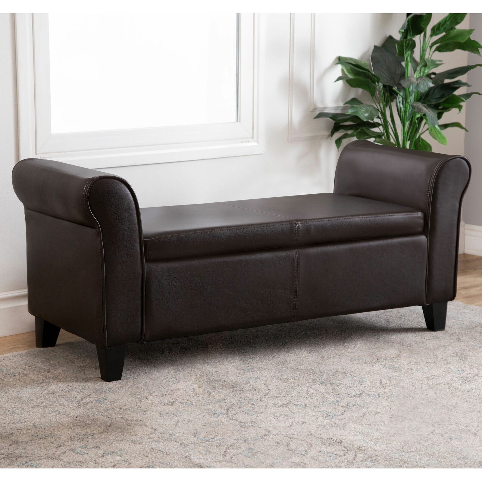 Barney faux leather flip top storage bench deals