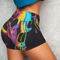 thumbnail image 4 of Honeii Neon Gothic Skull Moon Print Women's Workout Shorts, Gym Shorts for Active Wear, Sports Shorts,Women's Running Shorts,Quick Dry Athletic Shorts-Medium, 4 of 8