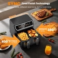 thumbnail image 3 of 10QT Air Fryer Oven Dual Basket, SYNC Match Cook, Independent Dual Controls, 7 Food Presets, Roasting, Baking, Reheating, 1700W LED Color Display, 3 of 8