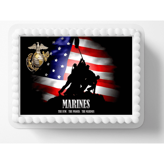 Military Marines Congratulations Image Edible Cake Topper, by ToriBellas Designs