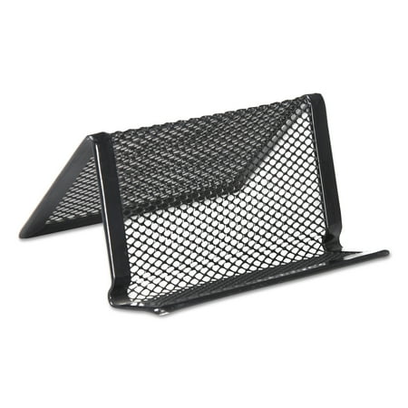 Black Card Holder - Universal Mesh Metal Business Card Holder, 50 2 1/4 x 4 Cards, Black
