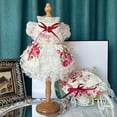 thumbnail image 2 of Vestido de princesa de encaje de algodón hecho a mano para perros pequeños y medianos, ropa de moda de alta gama con estampado de flores, lazo de cristal, caniche, 2 of 7