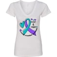 thumbnail image 3 of Inktastic Love and Care Suicide Prevention Awareness Ribbon and Hearts Women's V-Neck T-Shirt, 3 of 5