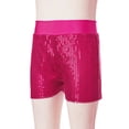 thumbnail image 4 of Miutii Big Girls' Elastic Waist Sparkle Ballet Dance Booty Shorts Glitter Gymnastics Bottoms Athletic Yoga Shorts Hot Pink 11-12, 4 of 7