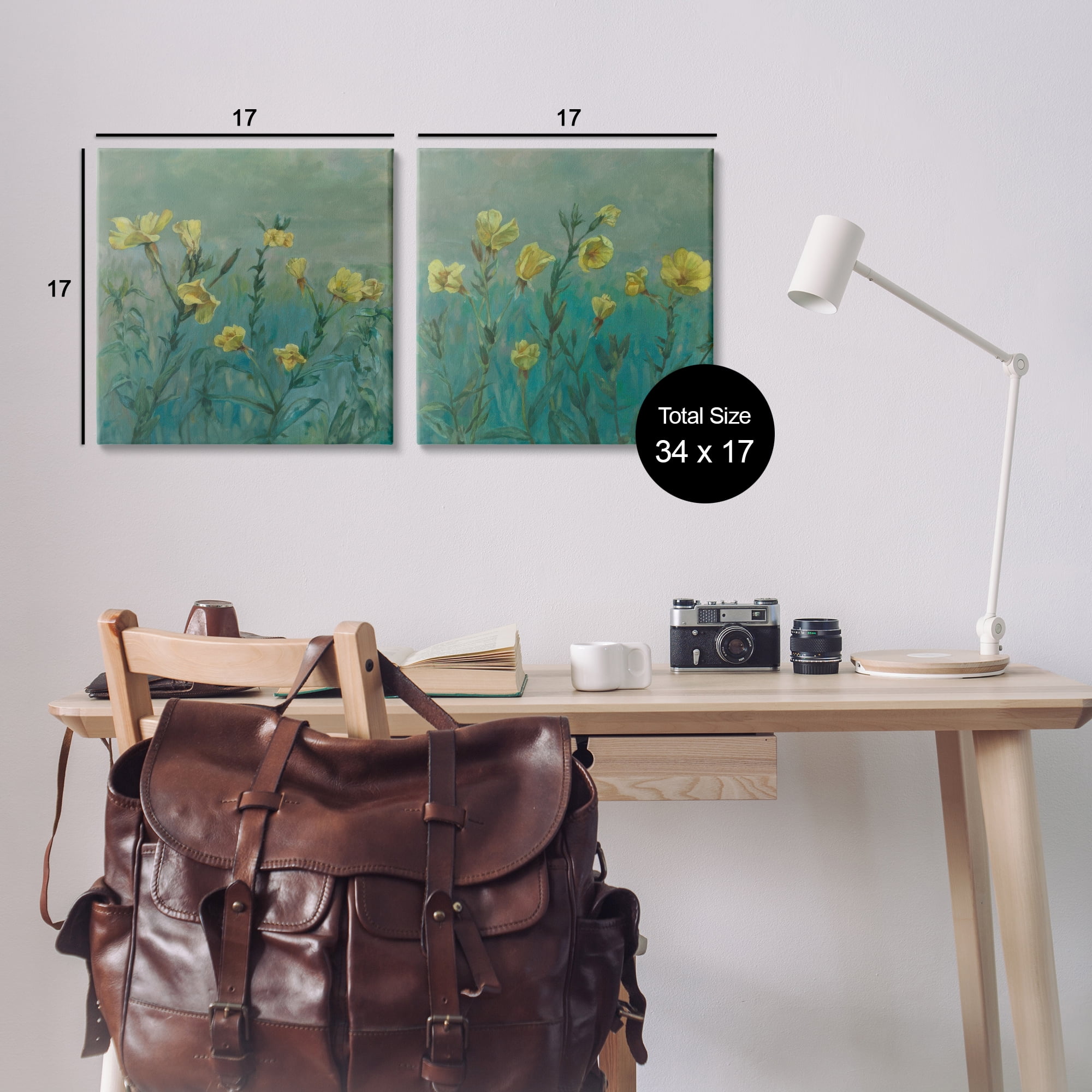 Stupell Industries Evening Primrose Flower Unfurling Plants & Flowers Painting Wrapped Canvas Art Print Wall Art, 17 x 17, Set of 2